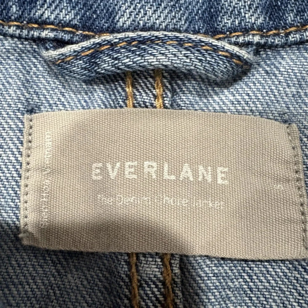 Everlane Denim Chore Jacket Jean Shacket Jacket Sz S Cropped Sleeves